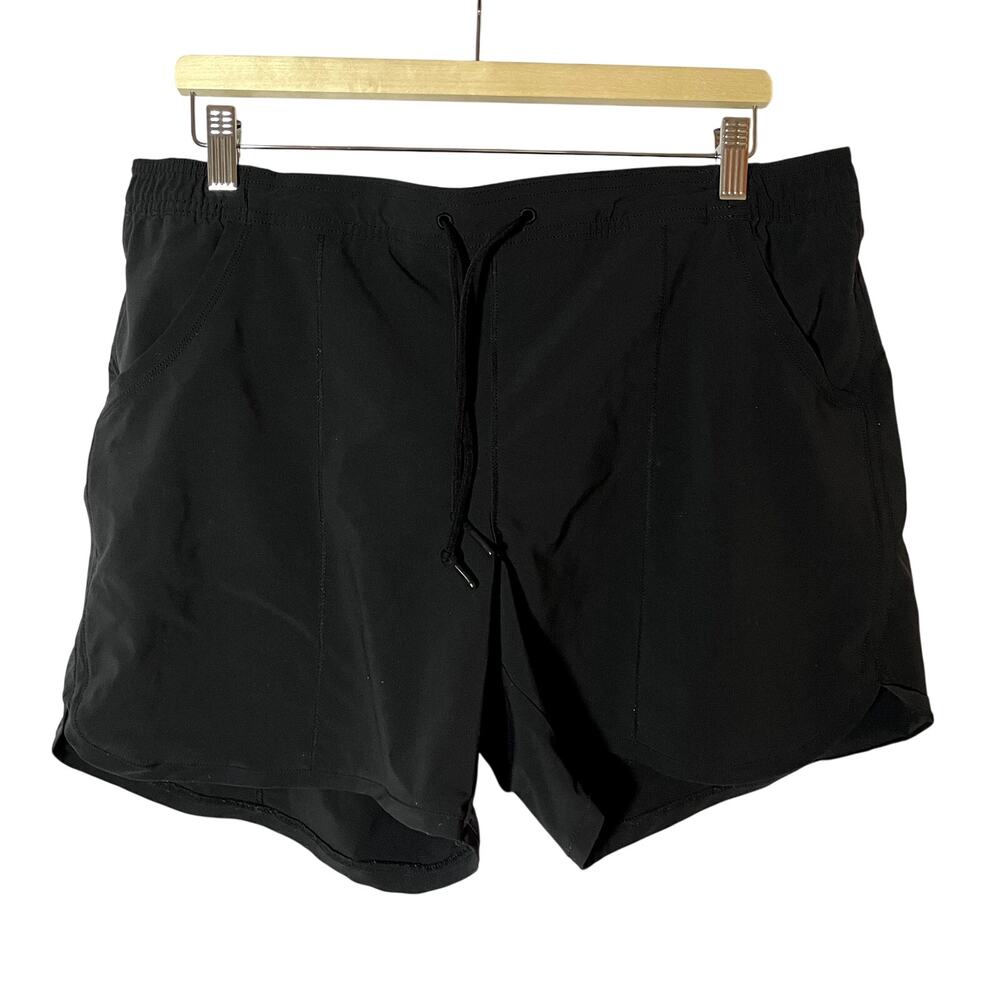 Lands' End black running shorts women's size 16 pockets drawstring elastic waist